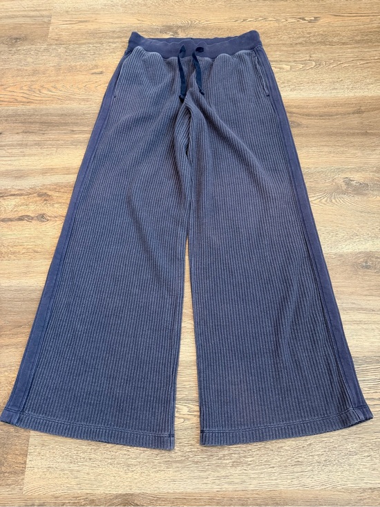 aerie Pants - Aerie Essential Waffle Trouser Navy Blue Wide Leg Lounge Pants Size Medium